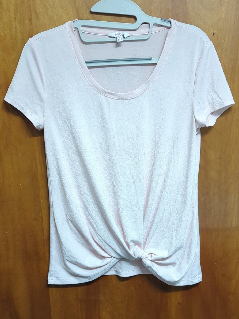 Candie's Light Pink Twist-Front Short Sleeve Tee